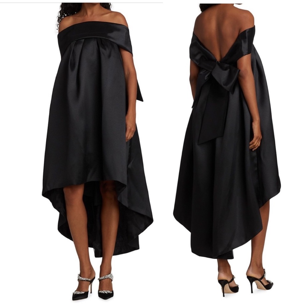Amsale Black Bow Back Trapeze Dress - New With Tag - 10